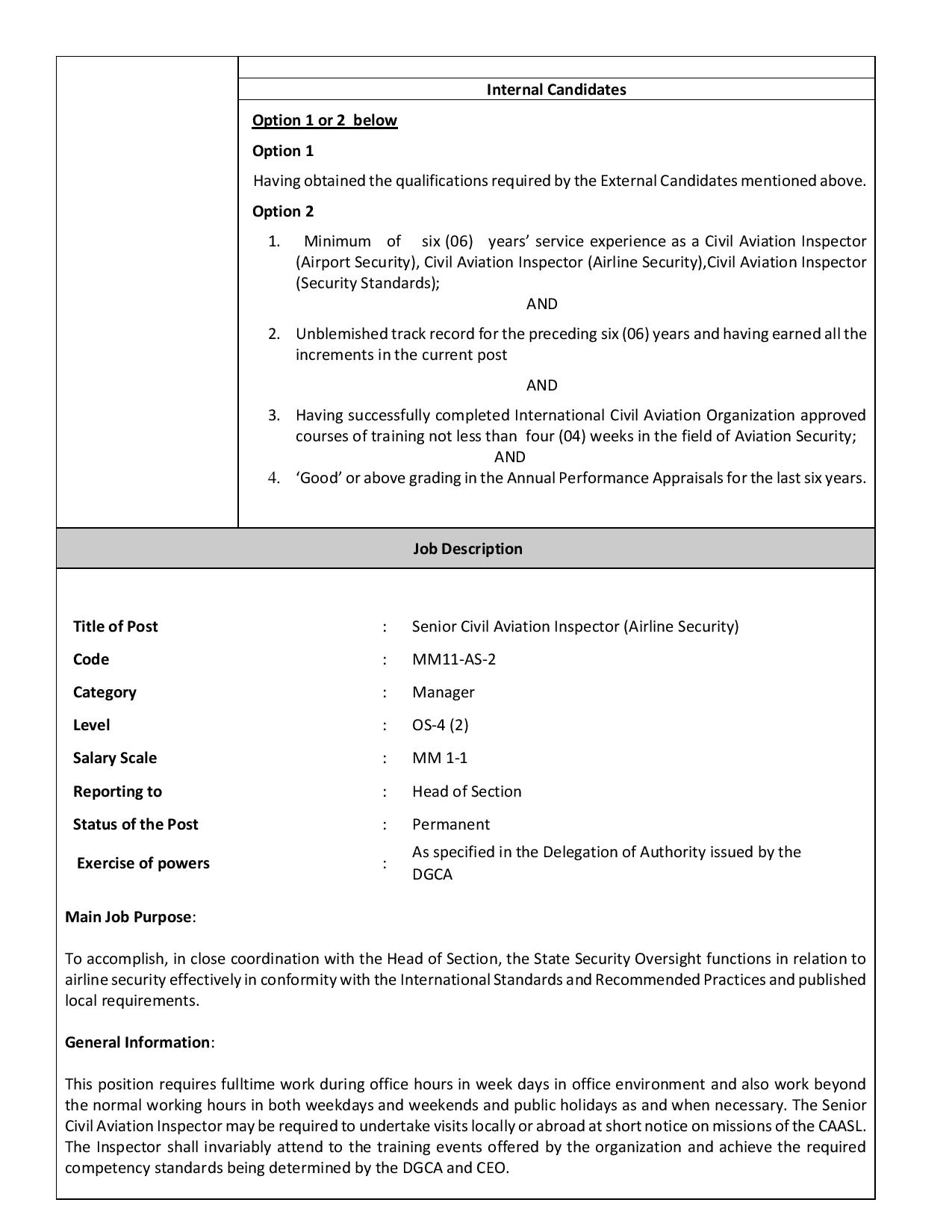 Senior Civil Aviation Inspector (Aircraft Flight Operations, Airline Security) - Civil Aviation Authority